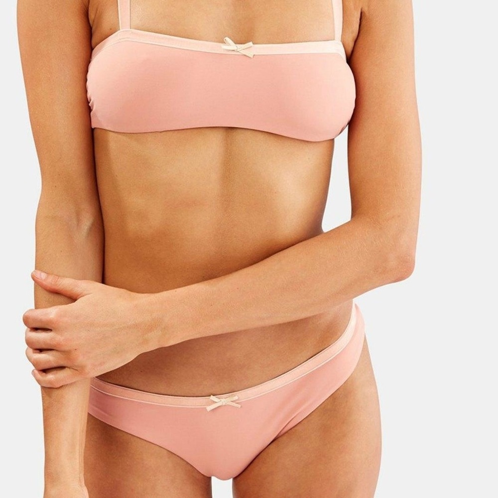 solid and striped “the rose” pink bikini set